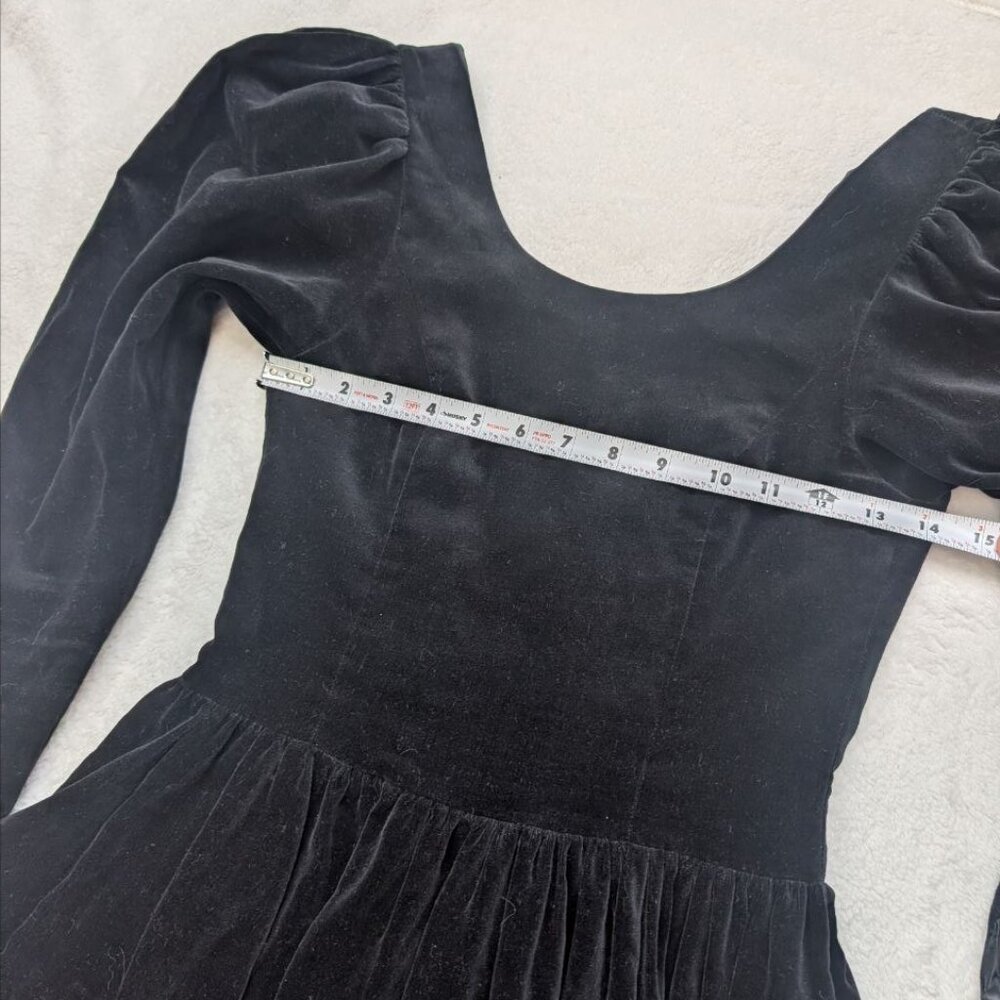Vintage Laura Ashley Black Velvet Dress Puff Sleeves Size USA 6 / UK 8 / EUR 34 - Picture 14 of 17